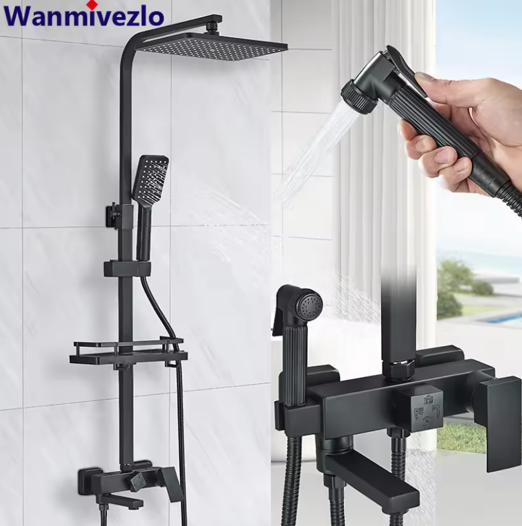 Colonne de Douche Noir ou Chrome – Douche Pluie et Mitigeur Salle de Bain