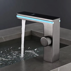 Robinet de Lavabo LED avec Affichage Température – Mitigeur Eau Chaude/Froide en Laiton – Robinet Salle de Bain Intelligent
