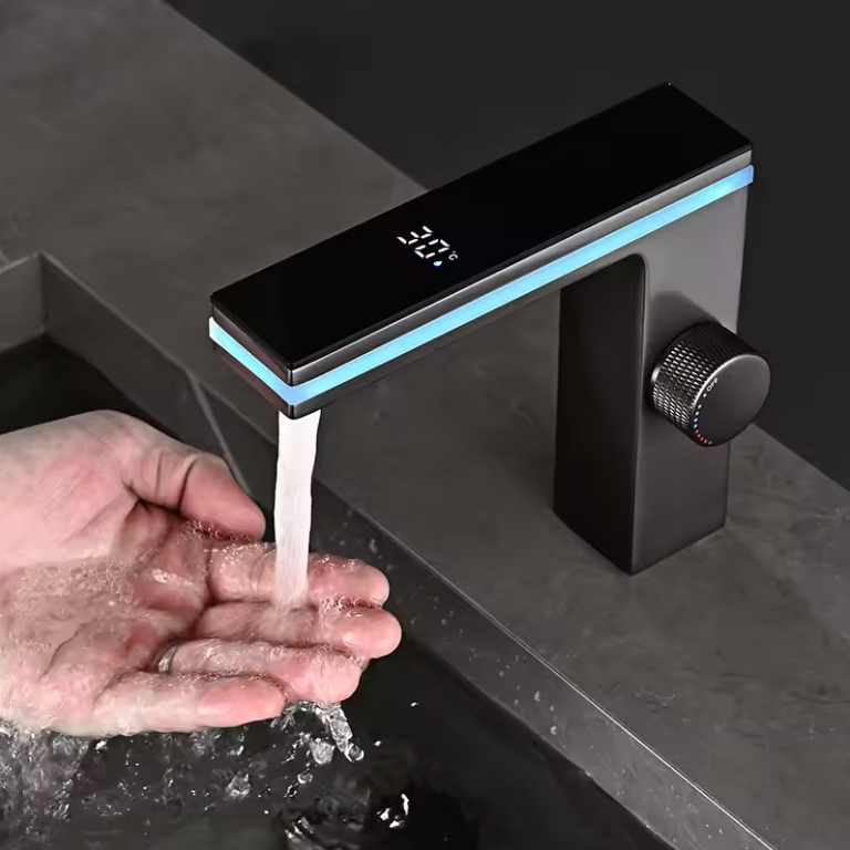 Robinet de Lavabo LED avec Affichage Température – Mitigeur Eau Chaude/Froide en Laiton – Robinet Salle de Bain Intelligent