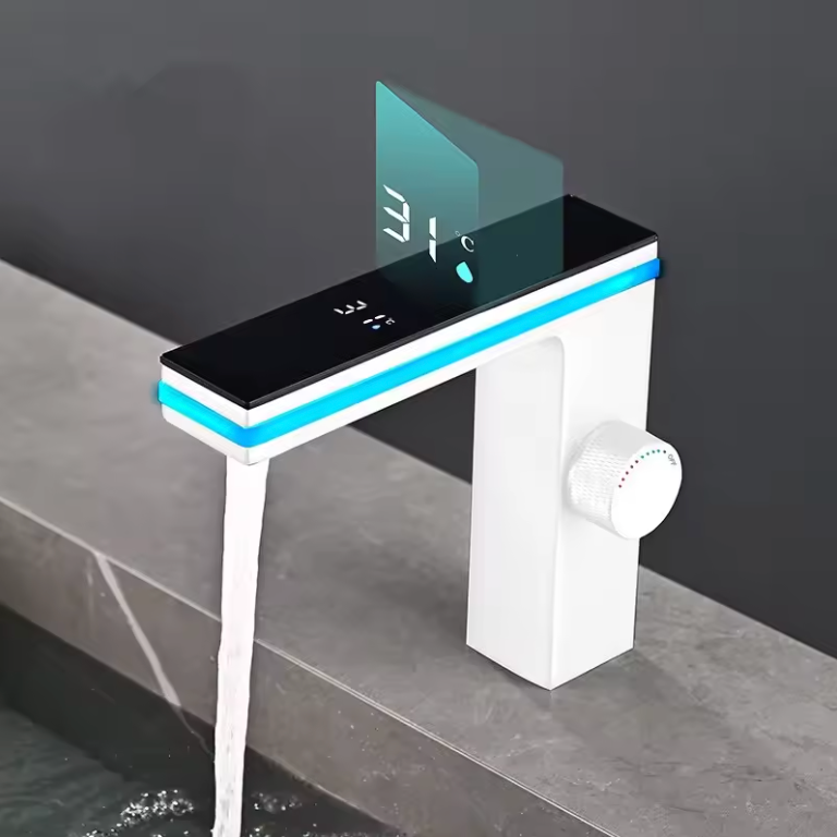 Robinet de Lavabo LED avec Affichage Température – Mitigeur Eau Chaude/Froide en Laiton – Robinet Salle de Bain Intelligent