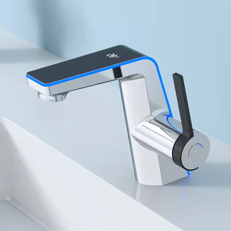 Robinet de Lavabo LED Orientable 3 Modes – Mitigeur Température Digitale Sans Électricité – Robinet Salle de Bain