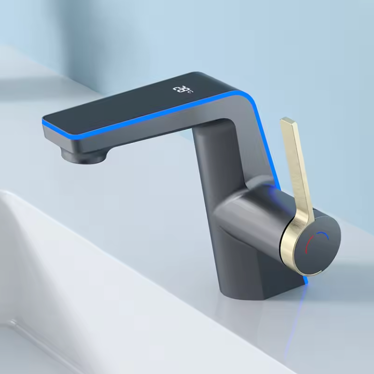 Robinet de Lavabo LED Orientable 3 Modes – Mitigeur Température Digitale Sans Électricité – Robinet Salle de Bain