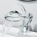 Robinet de Lavabo Cascade Chrome – Mitigeur Salle de Bain Eau Chaude/Froide