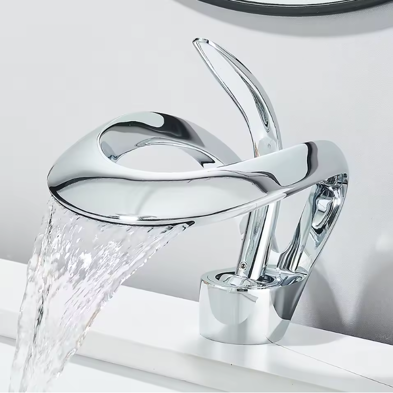 Robinet de Lavabo Cascade Chrome – Mitigeur Salle de Bain Eau Chaude/Froide