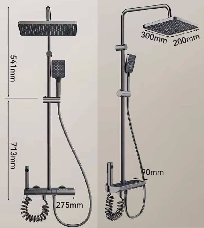 Colonne de Douche LED avec Affichage de Température – Pommeau Pluie & Douchette