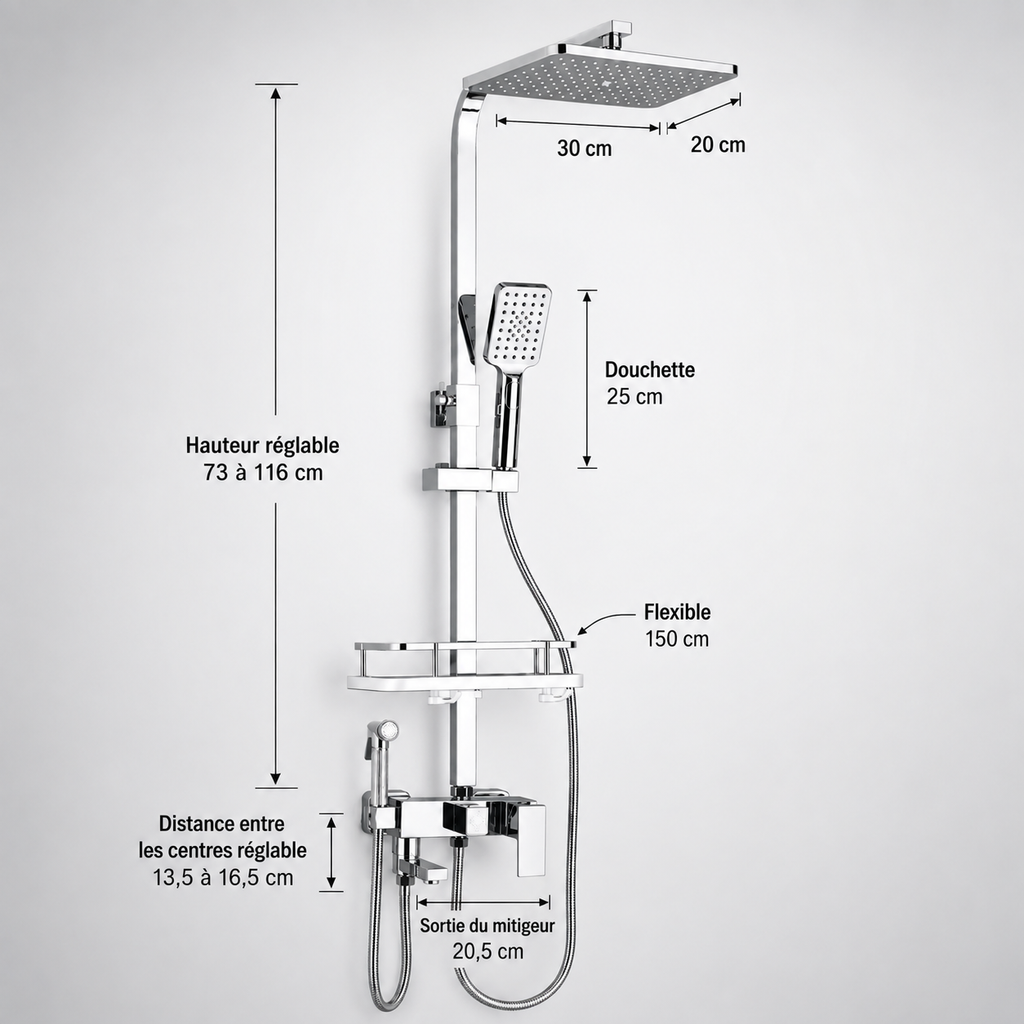 Colonne de Douche Noir – Douche Pluie et Mitigeur Salle de Bain (Copie)