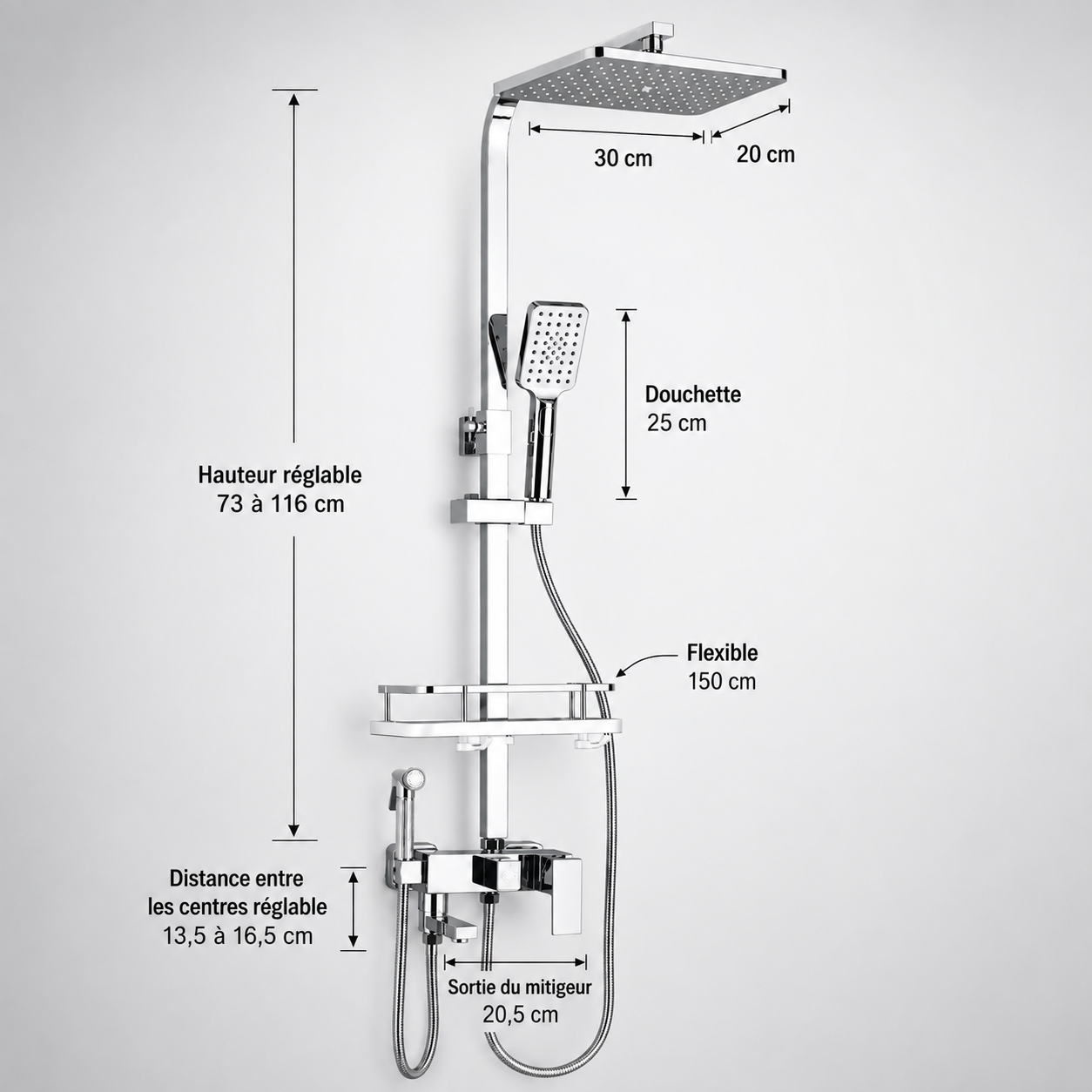 Colonne de Douche Noir – Douche Pluie et Mitigeur Salle de Bain (Copie)