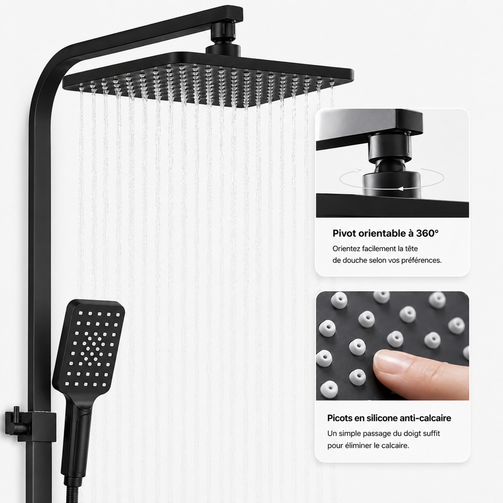 Colonne de Douche Noir – Douche Pluie et Mitigeur Salle de Bain (Copie)