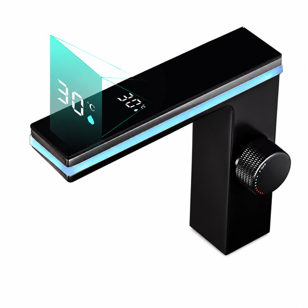 Robinet de Lavabo LED avec Affichage Température – Mitigeur Eau Chaude/Froide en Laiton – Robinet Salle de Bain Intelligent