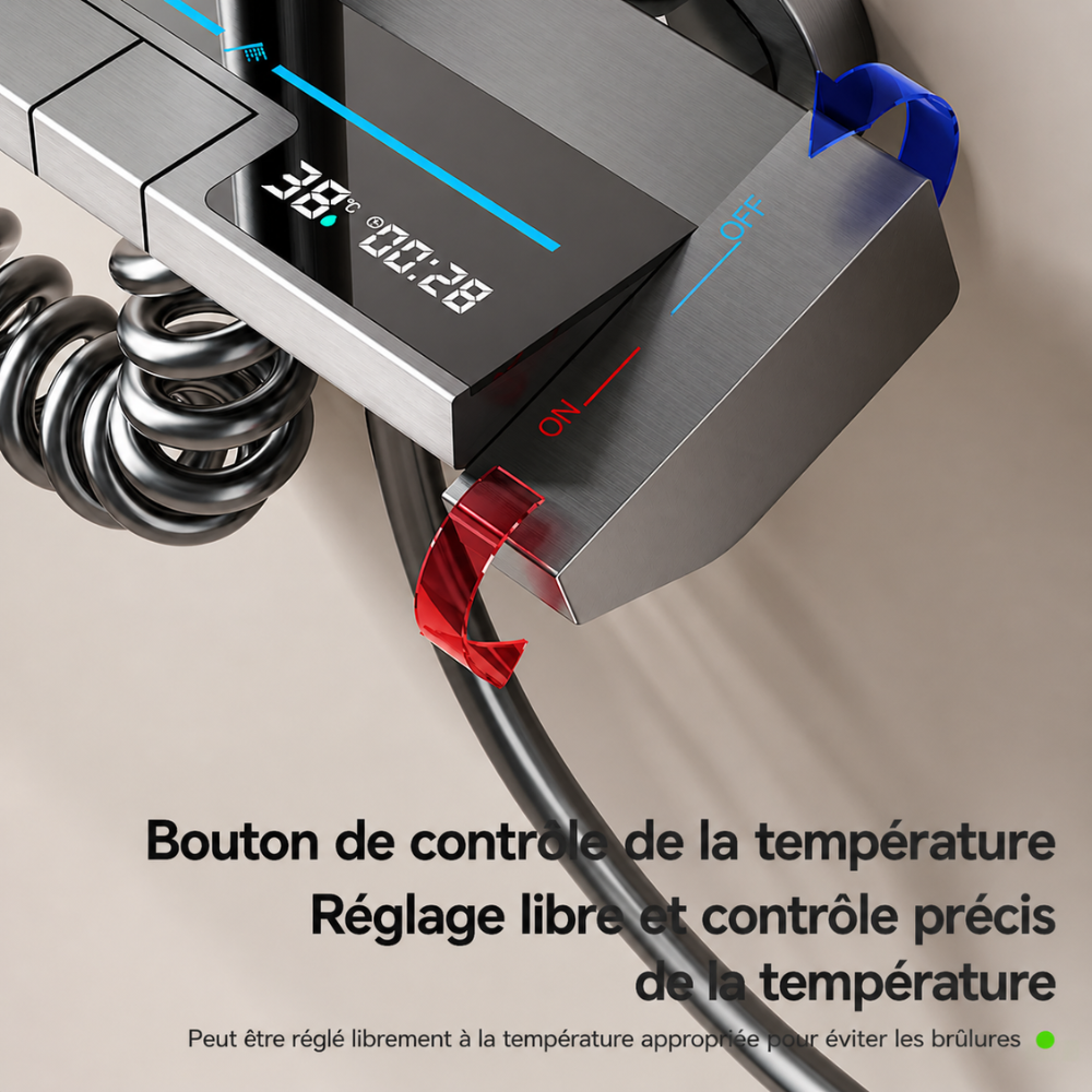 Colonne de Douche LED avec Affichage de Température – Pommeau Pluie & Douchette