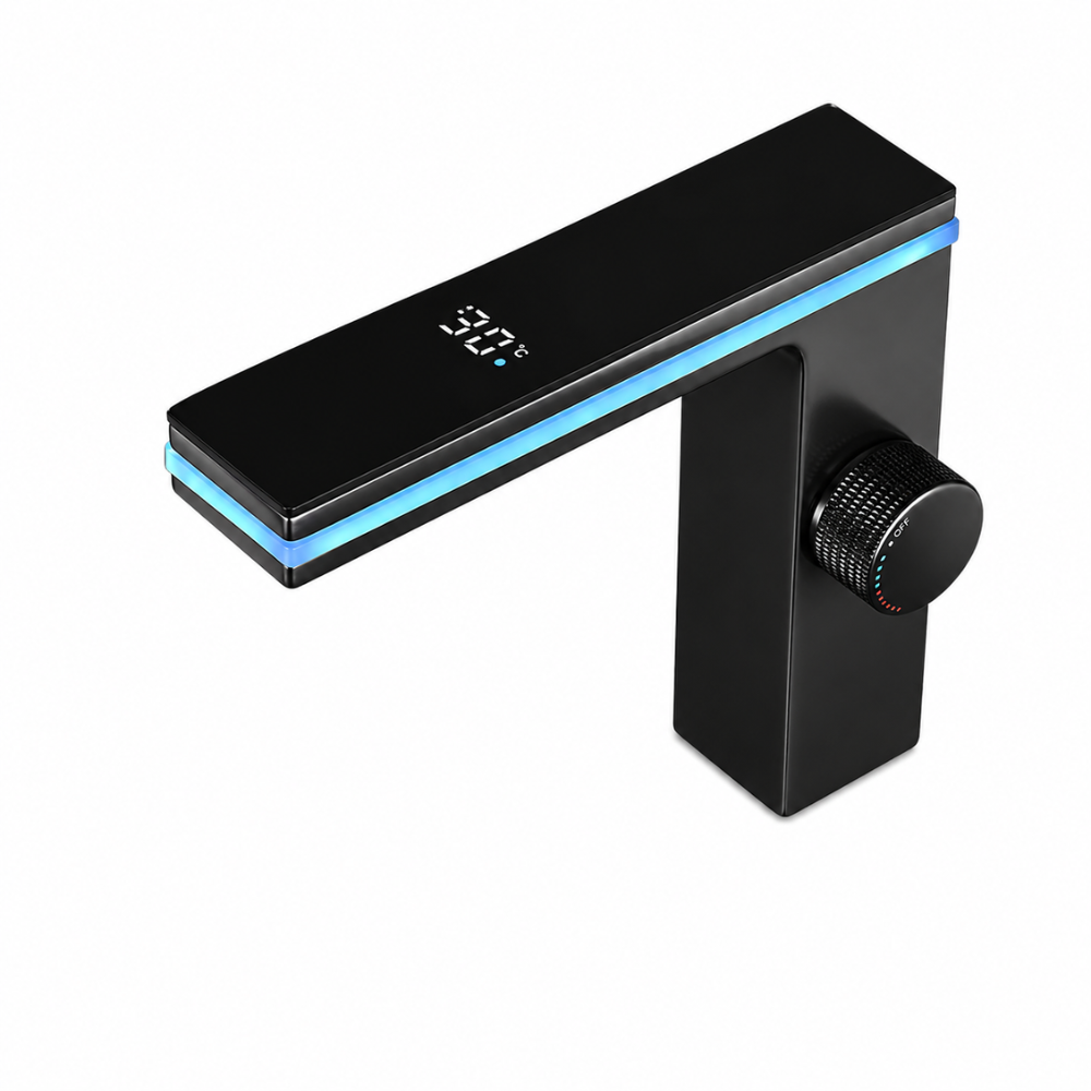 Robinet de Lavabo LED avec Affichage Température – Mitigeur Eau Chaude/Froide en Laiton – Robinet Salle de Bain Intelligent