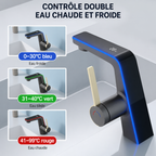 Robinet de Lavabo LED Orientable 3 Modes – Mitigeur Température Digitale Sans Électricité – Robinet Salle de Bain