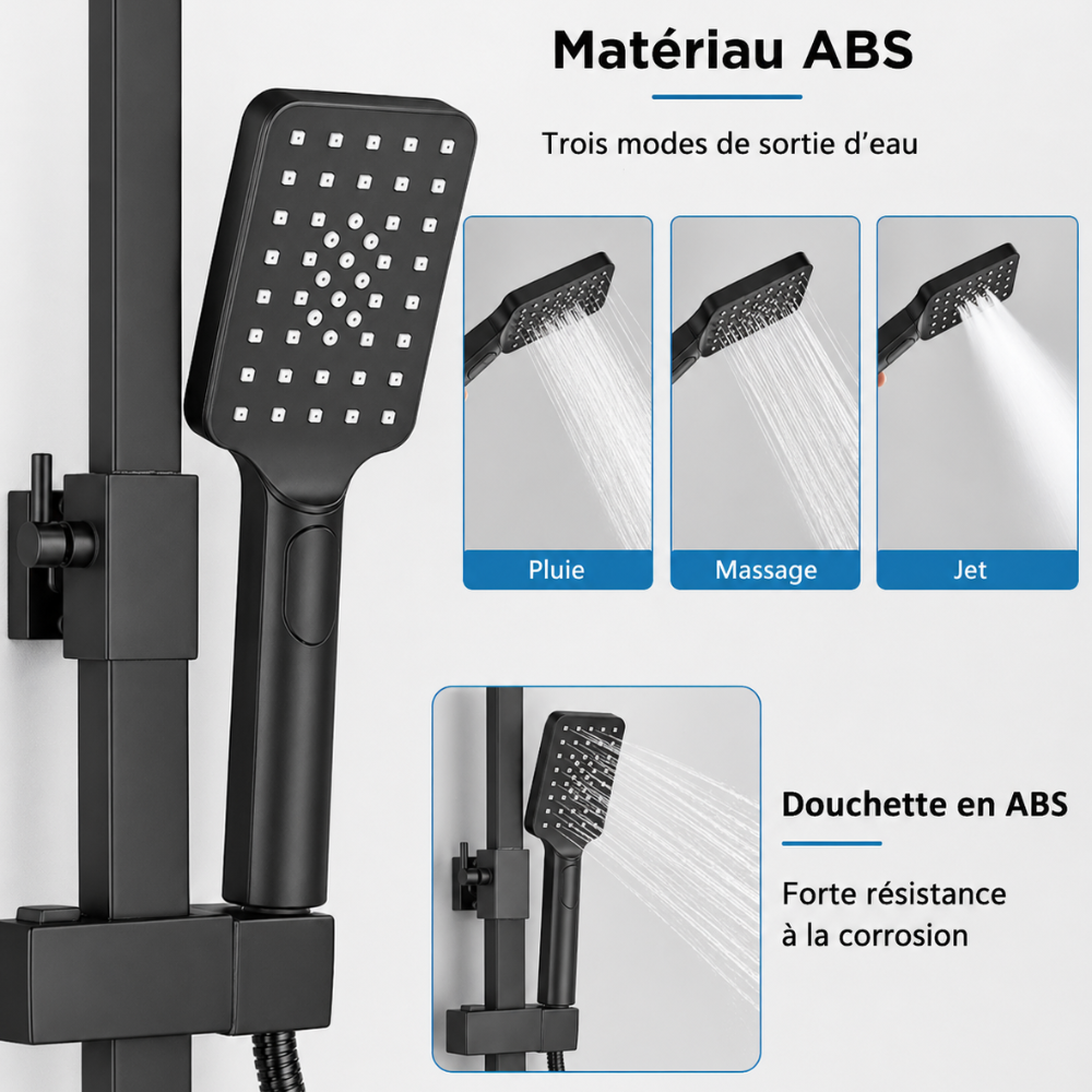Colonne de Douche Noir ou Chrome – Douche Pluie et Mitigeur Salle de Bain